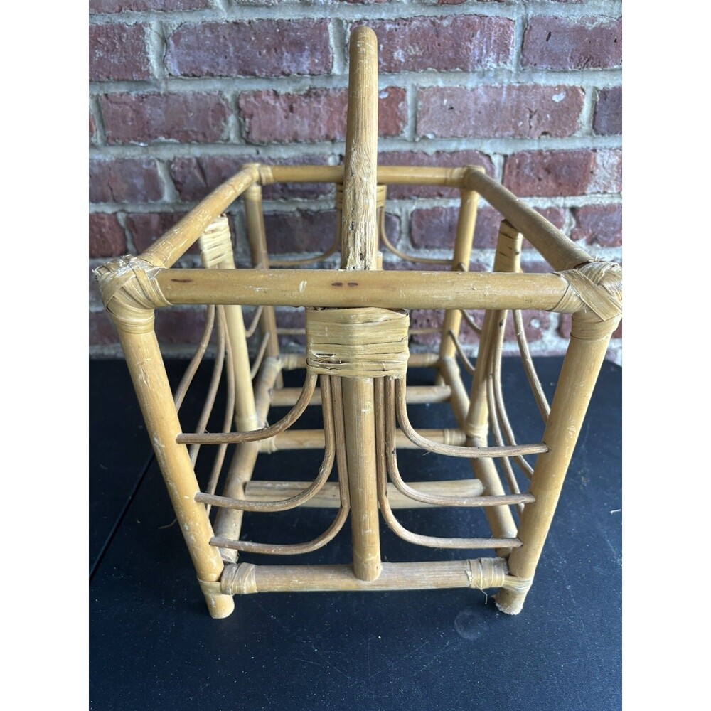 Vintage Boho Bamboo & Rattan Magazine Rack - Picture 4 of 5